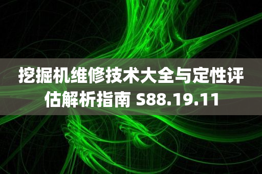 挖掘机维修技术大全与定性评估解析指南 S88.19.11