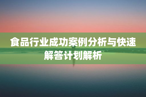 食品行业成功案例分析与快速解答计划解析