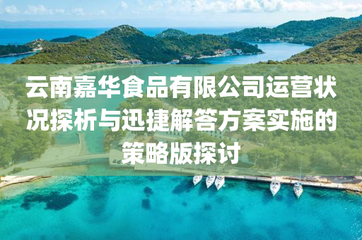 云南嘉华食品有限公司运营状况探析与迅捷解答方案实施的策略版探讨