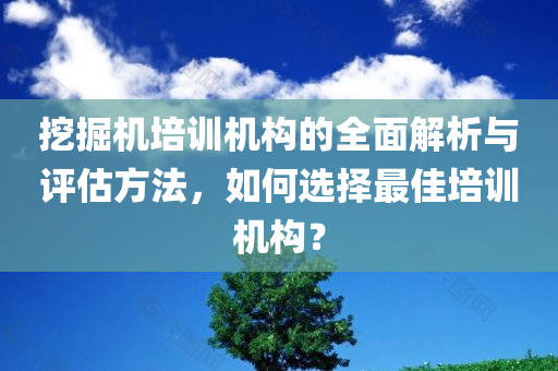 挖掘机培训机构的全面解析与评估方法，如何选择最佳培训机构？