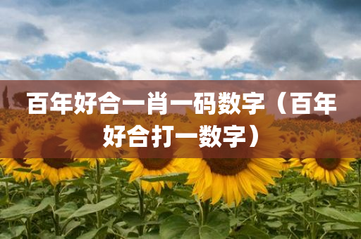 百年好合一肖一码数字（百年好合打一数字）