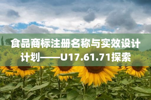 食品商标注册名称与实效设计计划——U17.61.71探索