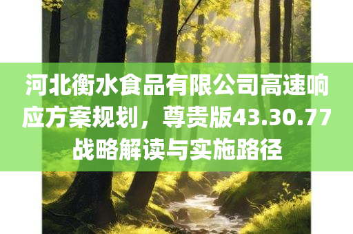 河北衡水食品有限公司高速响应方案规划，尊贵版43.30.77战略解读与实施路径