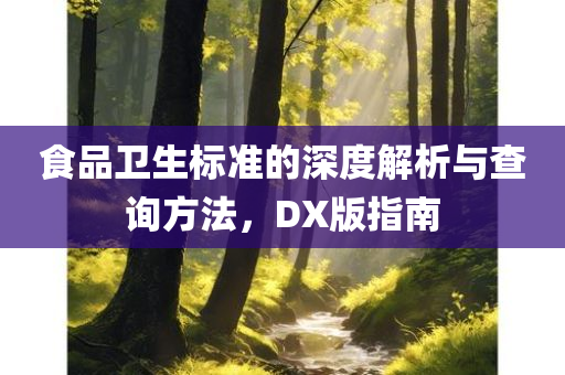 食品卫生标准的深度解析与查询方法，DX版指南