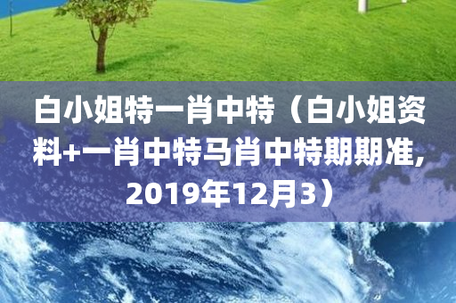 白小姐特一肖中特（白小姐资料+一肖中特马肖中特期期准,2019年12月3）