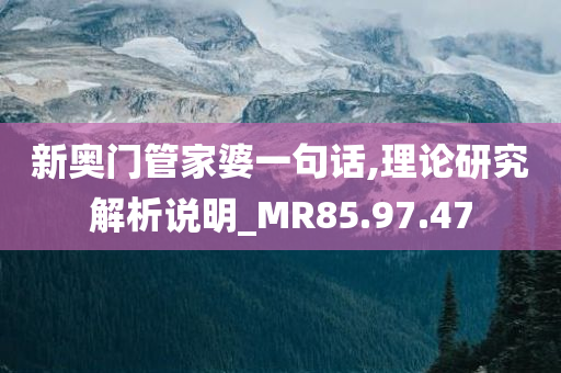 新奥门管家婆一句话,理论研究解析说明_MR85.97.47