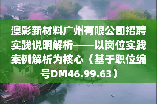 澳彩新材料广州有限公司招聘实践说明解析——以岗位实践案例解析为核心（基于职位编号DM46.99.63）