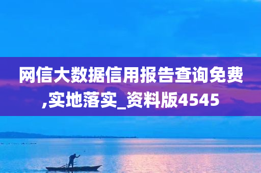 网信大数据信用报告查询免费,实地落实_资料版4545