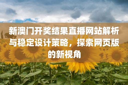 新澳门开奖结果直播网站解析与稳定设计策略，探索网页版的新视角