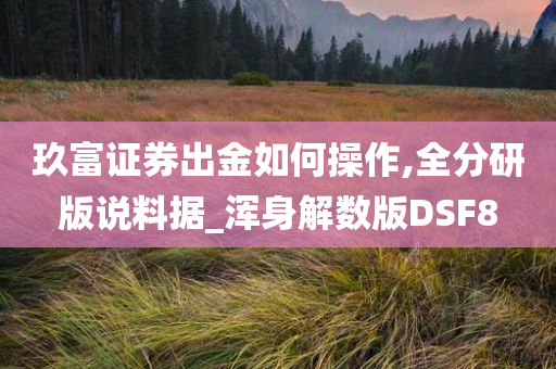 玖富证券出金如何操作,全分研版说料据_浑身解数版DSF8