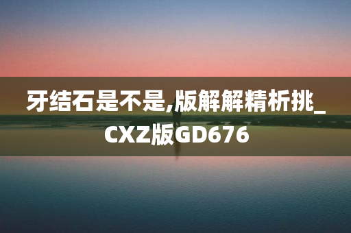 牙结石是不是,版解解精析挑_CXZ版GD676