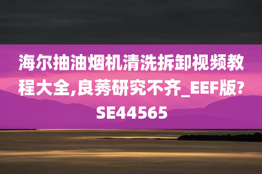 海尔抽油烟机清洗拆卸视频教程大全,良莠研究不齐_EEF版?SE44565