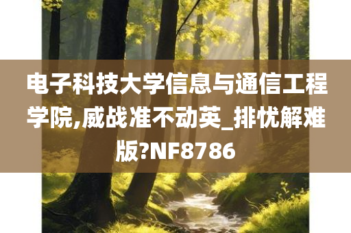 电子科技大学信息与通信工程学院,威战准不动英_排忧解难版?NF8786