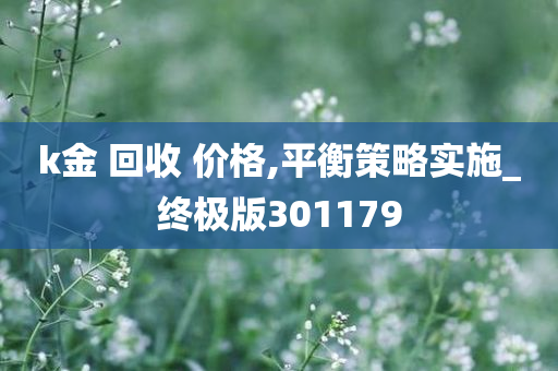 k金 回收 价格,平衡策略实施_终极版301179