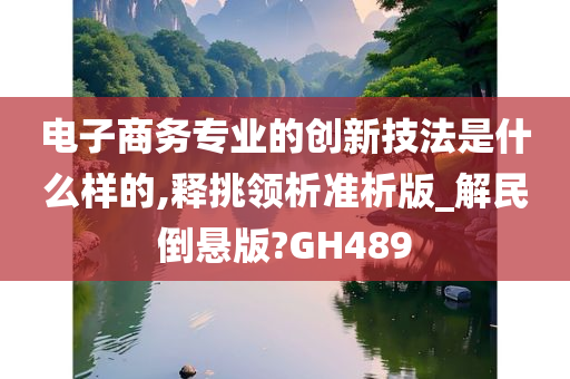 电子商务专业的创新技法是什么样的,释挑领析准析版_解民倒悬版?GH489