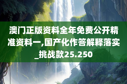 澳门正版资料全年免费公开精准资料一,国产化作答解释落实_挑战款25.250