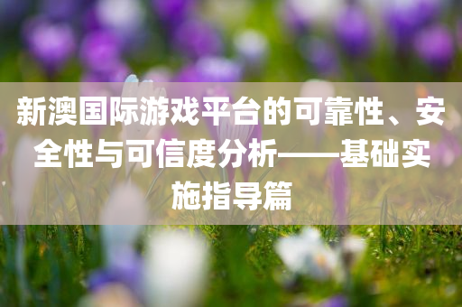 新澳国际游戏平台的可靠性、安全性与可信度分析——基础实施指导篇