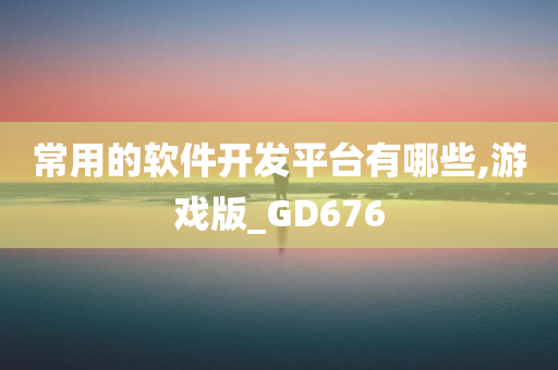 常用的软件开发平台有哪些,游戏版_GD676