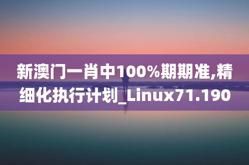 新澳门一肖中100%期期准,精细化执行计划_Linux71.190