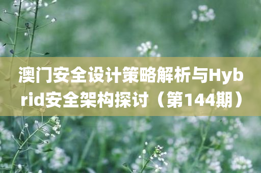 澳门安全设计策略解析与Hybrid安全架构探讨（第144期）