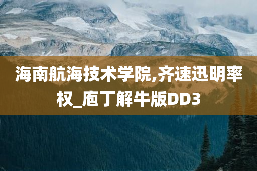 海南航海技术学院,齐速迅明率权_庖丁解牛版DD3