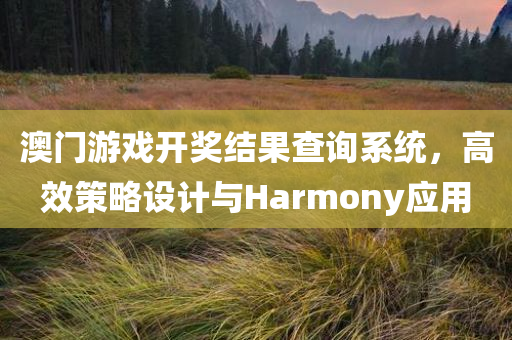 澳门游戏开奖结果查询系统，高效策略设计与Harmony应用