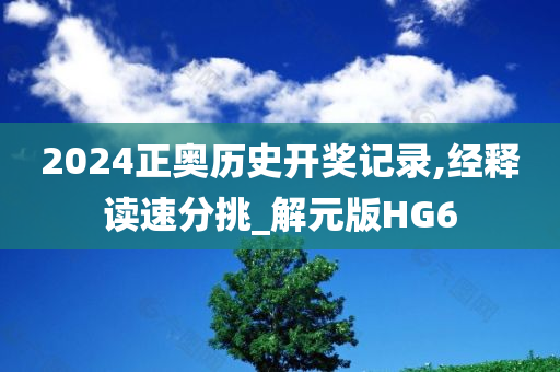 2024正奥历史开奖记录,经释读速分挑_解元版HG6