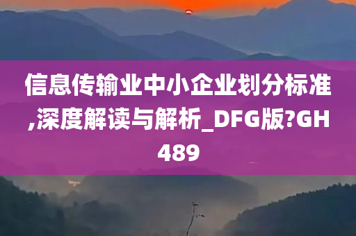 信息传输业中小企业划分标准,深度解读与解析_DFG版?GH489