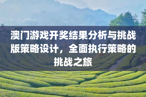 澳门游戏开奖结果分析与挑战版策略设计，全面执行策略的挑战之旅