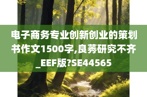 电子商务专业创新创业的策划书作文1500字,良莠研究不齐_EEF版?SE44565