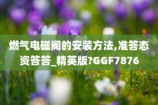 燃气电磁阀的安装方法,准答态资答答_精英版?GGF7876