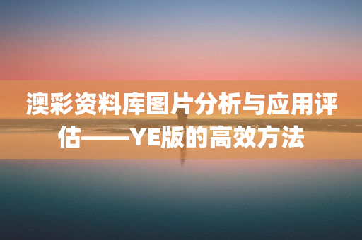 澳彩资料库图片分析与应用评估——YE版的高效方法