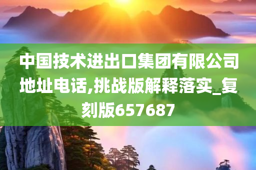 中国技术进出口集团有限公司地址电话,挑战版解释落实_复刻版657687