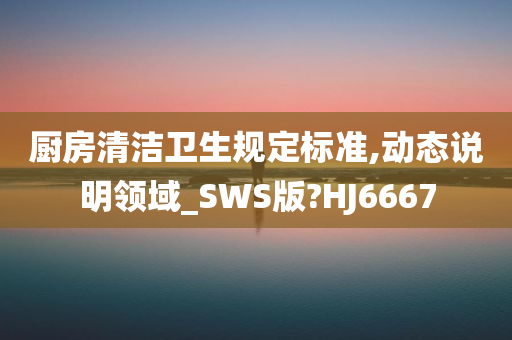 厨房清洁卫生规定标准,动态说明领域_SWS版?HJ6667