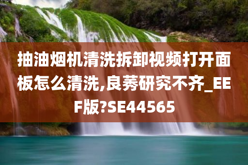 抽油烟机清洗拆卸视频打开面板怎么清洗,良莠研究不齐_EEF版?SE44565