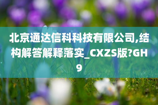 北京通达信科科技有限公司,结构解答解释落实_CXZS版?GH9