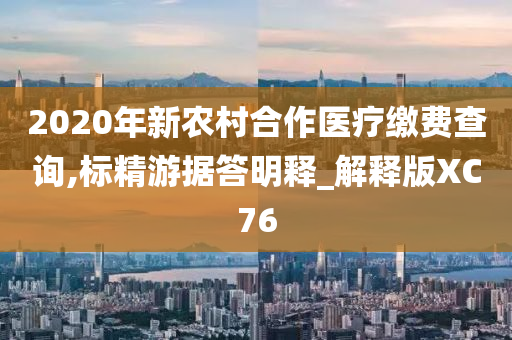 2020年新农村合作医疗缴费查询,标精游据答明释_解释版XC76