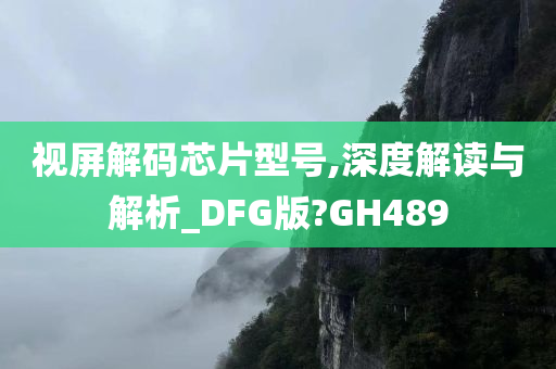 视屏解码芯片型号,深度解读与解析_DFG版?GH489