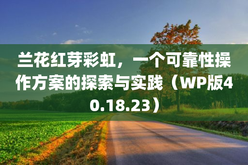 兰花红芽彩虹，一个可靠性操作方案的探索与实践（WP版40.18.23）