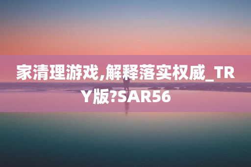 家清理游戏,解释落实权威_TRY版?SAR56