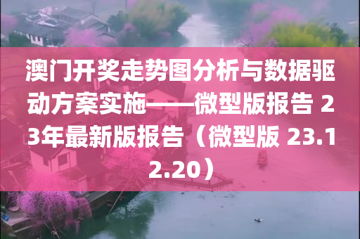 澳门开奖走势图分析与数据驱动方案实施——微型版报告 23年最新版报告（微型版 23.12.20）