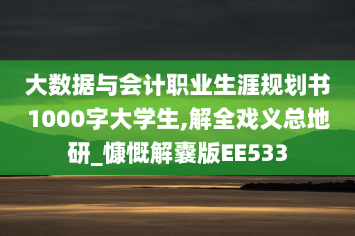 大数据与会计职业生涯规划书1000字大学生,解全戏义总地研_慷慨解囊版EE533