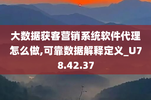 大数据获客营销系统软件代理怎么做,可靠数据解释定义_U78.42.37