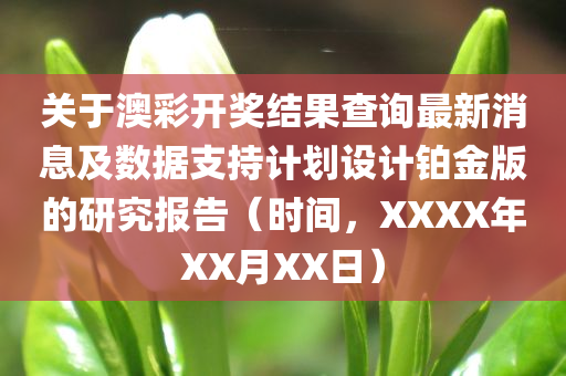 关于澳彩开奖结果查询最新消息及数据支持计划设计铂金版的研究报告（时间，XXXX年XX月XX日）