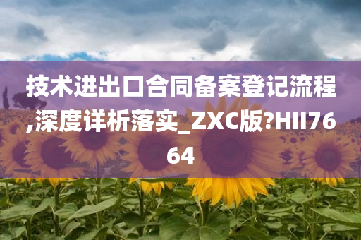 技术进出口合同备案登记流程,深度详析落实_ZXC版?HII7664