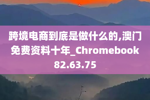 跨境电商到底是做什么的,澳门免费资料十年_Chromebook82.63.75