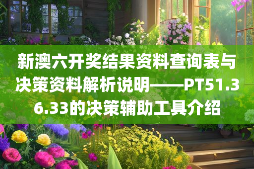 新澳六开奖结果资料查询表与决策资料解析说明——PT51.36.33的决策辅助工具介绍