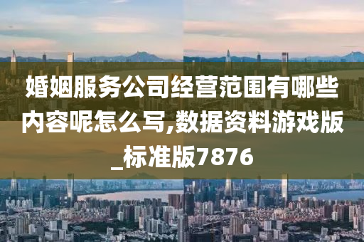 婚姻服务公司经营范围有哪些内容呢怎么写,数据资料游戏版_标准版7876