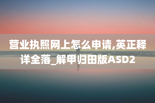 营业执照网上怎么申请,英正释详全落_解甲归田版ASD2