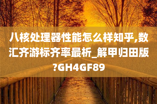 八核处理器性能怎么样知乎,数汇齐游标齐率最析_解甲归田版?GH4GF89